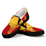Chinese Ox Zodiac Symbol Print Black Slip On Shoes