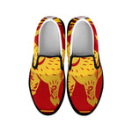Chinese Ox Zodiac Symbol Print Black Slip On Shoes