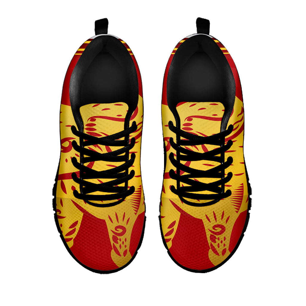 Chinese Ox Zodiac Symbol Print Black Sneakers