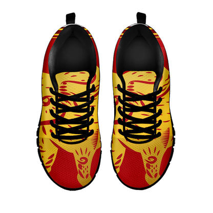 Chinese Ox Zodiac Symbol Print Black Sneakers