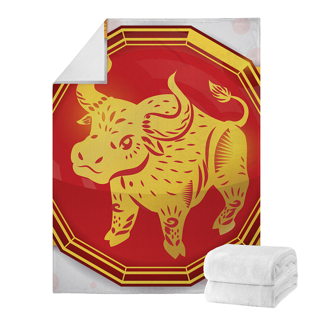 Chinese Ox Zodiac Symbol Print Blanket
