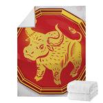 Chinese Ox Zodiac Symbol Print Blanket