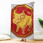 Chinese Ox Zodiac Symbol Print Blanket