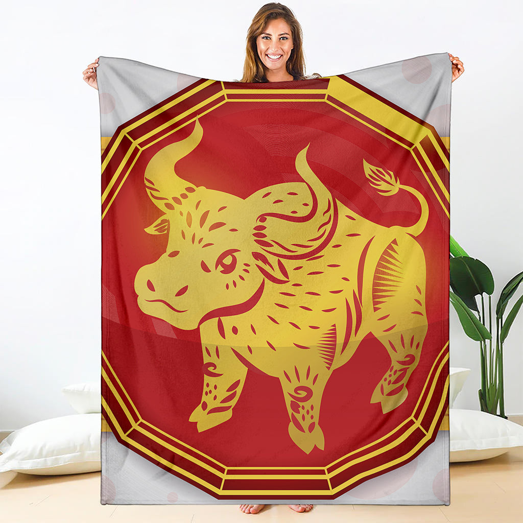 Chinese Ox Zodiac Symbol Print Blanket