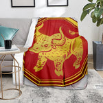 Chinese Ox Zodiac Symbol Print Blanket