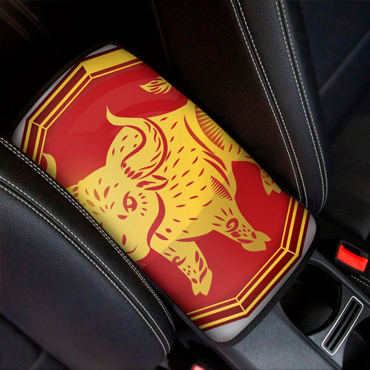 Chinese Ox Zodiac Symbol Print Car Center Console Cover