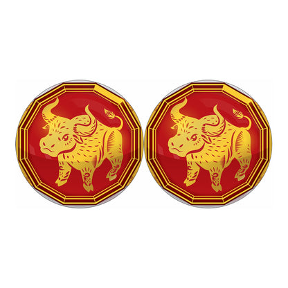 Chinese Ox Zodiac Symbol Print Car Coasters