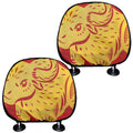 Chinese Ox Zodiac Symbol Print Car Headrest Covers