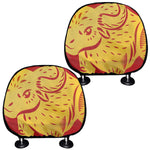 Chinese Ox Zodiac Symbol Print Car Headrest Covers