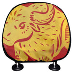 Chinese Ox Zodiac Symbol Print Car Headrest Covers