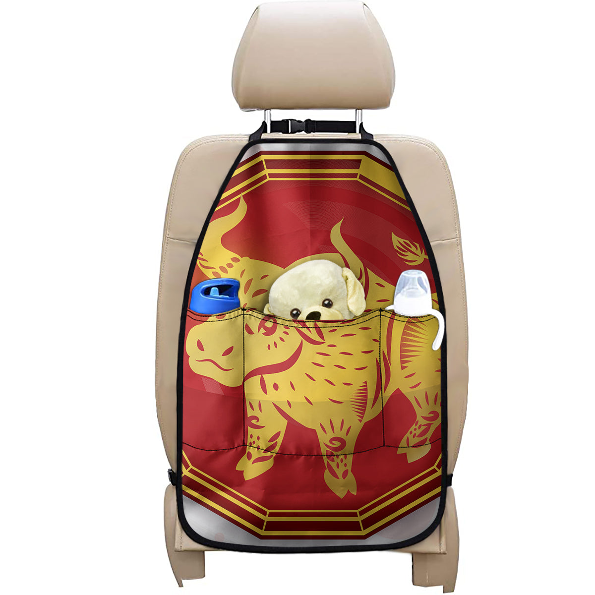 Chinese Ox Zodiac Symbol Print Car Seat Organizers