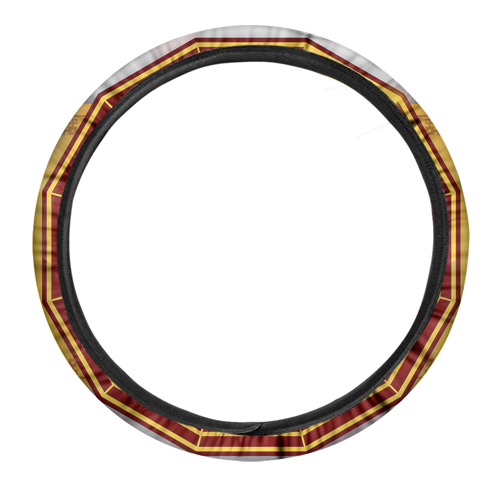 Chinese Ox Zodiac Symbol Print Car Steering Wheel Cover