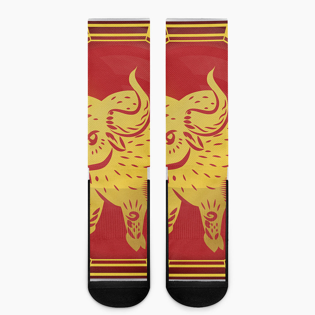 Chinese Ox Zodiac Symbol Print Crew Socks