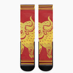 Chinese Ox Zodiac Symbol Print Crew Socks