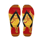 Chinese Ox Zodiac Symbol Print Flip Flops