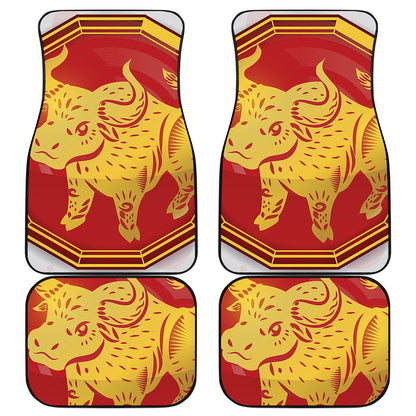 Chinese Ox Zodiac Symbol Print Front and Back Car Floor Mats