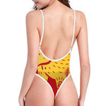 Chinese Ox Zodiac Symbol Print High Cut One Piece Swimsuit