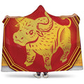 Chinese Ox Zodiac Symbol Print Hooded Blanket