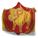 Chinese Ox Zodiac Symbol Print Hooded Blanket