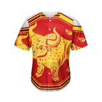 Chinese Ox Zodiac Symbol Print Men's Baseball Jersey