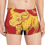 Chinese Ox Zodiac Symbol Print Men's Boxer Briefs