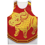 Chinese Ox Zodiac Symbol Print Men's Tank Top