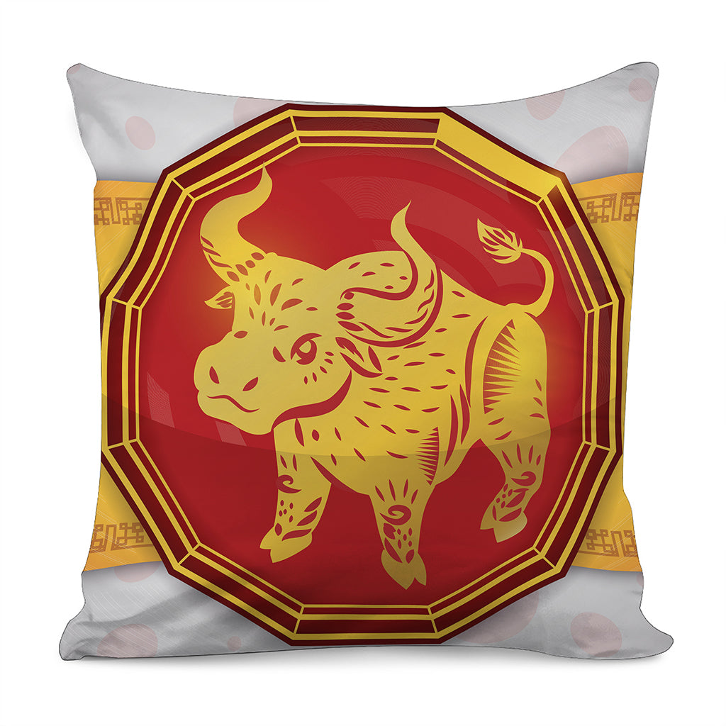 Chinese Ox Zodiac Symbol Print Pillow Cover
