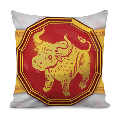 Chinese Ox Zodiac Symbol Print Pillow Cover
