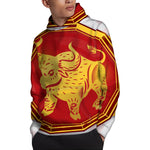 Chinese Ox Zodiac Symbol Print Pullover Hoodie