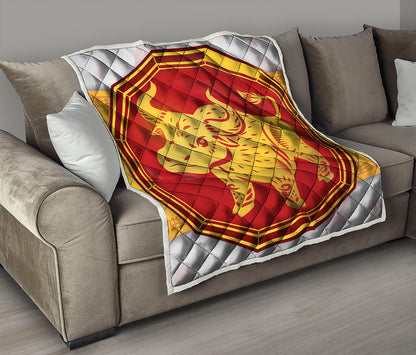 Chinese Ox Zodiac Symbol Print Quilt