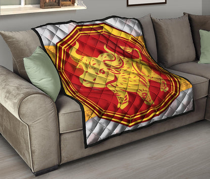 Chinese Ox Zodiac Symbol Print Quilt