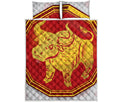 Chinese Ox Zodiac Symbol Print Quilt Bed Set