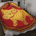 Chinese Ox Zodiac Symbol Print Quilt Bed Set