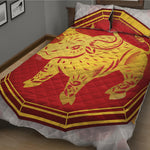 Chinese Ox Zodiac Symbol Print Quilt Bed Set