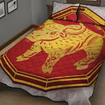 Chinese Ox Zodiac Symbol Print Quilt Bed Set