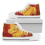 Chinese Ox Zodiac Symbol Print White High Top Shoes