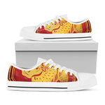 Chinese Ox Zodiac Symbol Print White Low Top Shoes