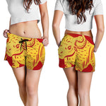 Chinese Ox Zodiac Symbol Print Women's Shorts