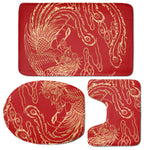 Chinese Phoenix Print 3 Piece Bath Mat Set