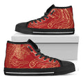 Chinese Phoenix Print Black High Top Sneakers