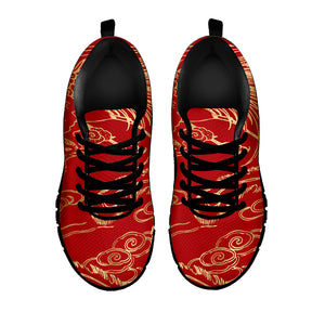 Chinese Phoenix Print Black Sneakers