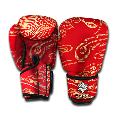 Chinese Phoenix Print Boxing Gloves