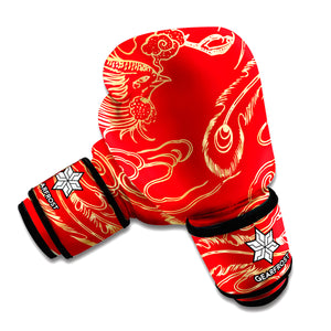Chinese Phoenix Print Boxing Gloves