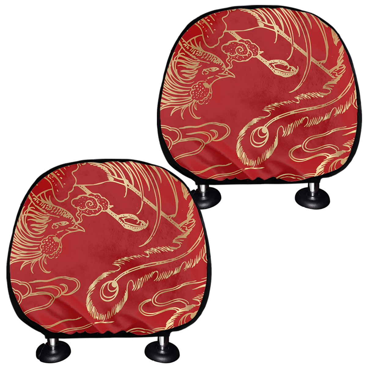 Chinese Phoenix Print Car Headrest Covers