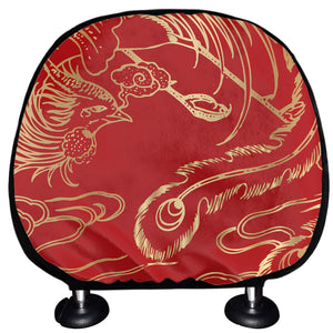 Chinese Phoenix Print Car Headrest Covers