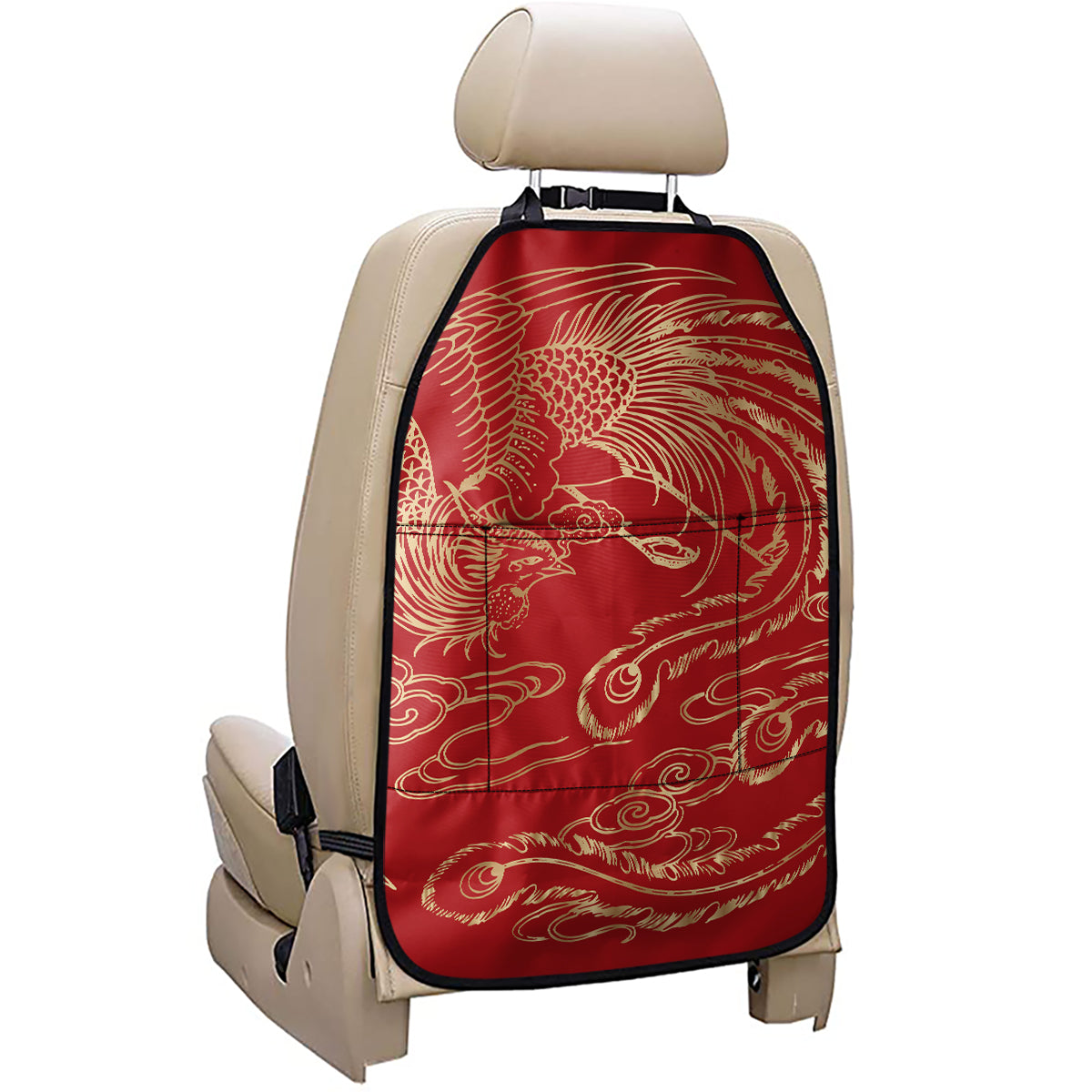Chinese Phoenix Print Car Seat Organizers