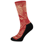 Chinese Phoenix Print Crew Socks