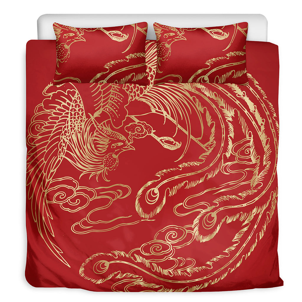Chinese Phoenix Print Duvet Cover Bedding Set