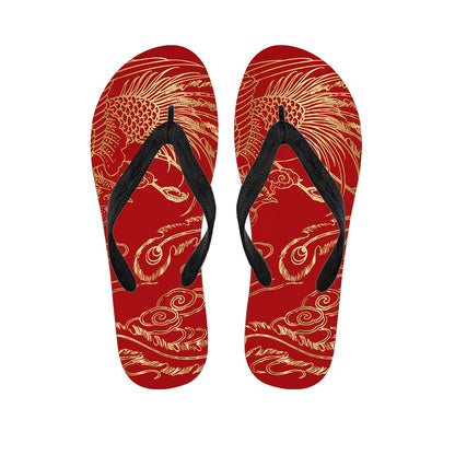Chinese Phoenix Print Flip Flops