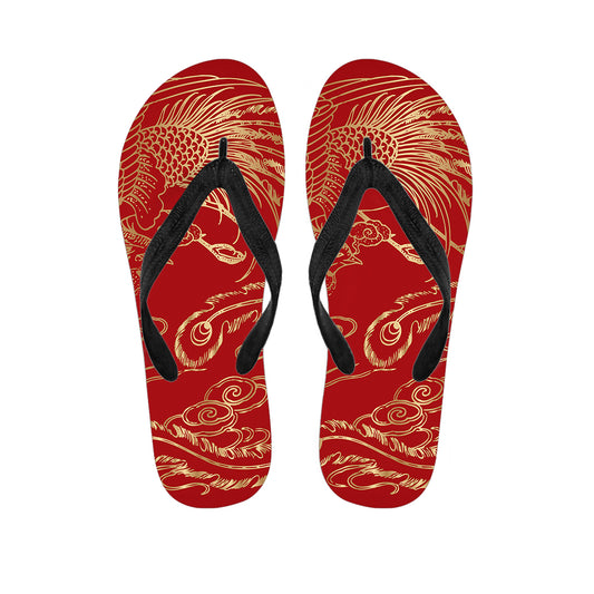 Chinese Phoenix Print Flip Flops